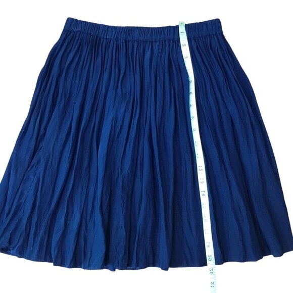 Navy Blue Women Sleeveless Top and Elastic Wasit Pleated Swing Silk Skirt Silk S - Picture 5 of 10